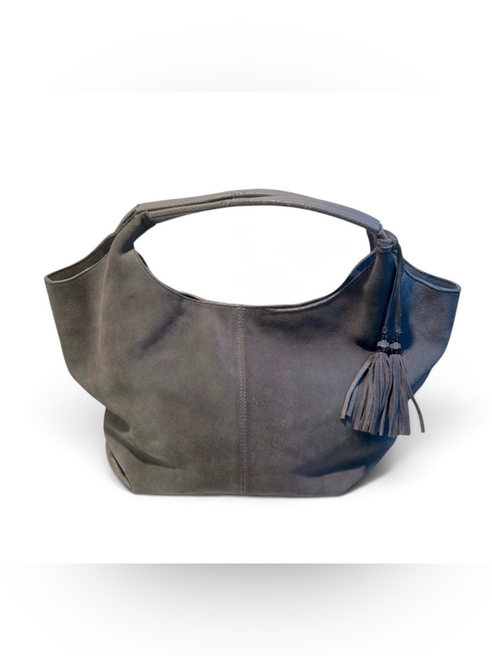 White House Black Market Dark Gray Suede leather Hobo Bag